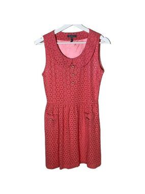 Gracia Pink Cotton Eyelet Lace Sundress Mini Dress Small